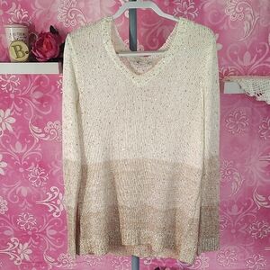 Liz Claiborne Cream and Gold Knit Sweater